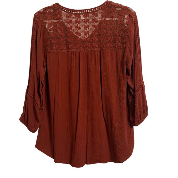 John Paul Richard Women’s Size Medium Rust Long Sleeve Blouse Shirt Top - Picture 3 of 5